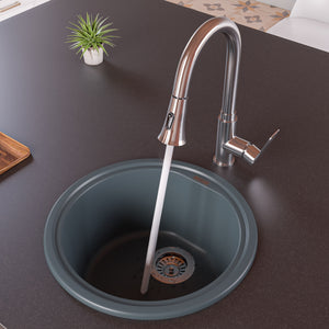 Alternate Image for ALFI brand AB1717DI-T Titanium 17" Drop-In Round Granite Composite Kitchen Prep Sink