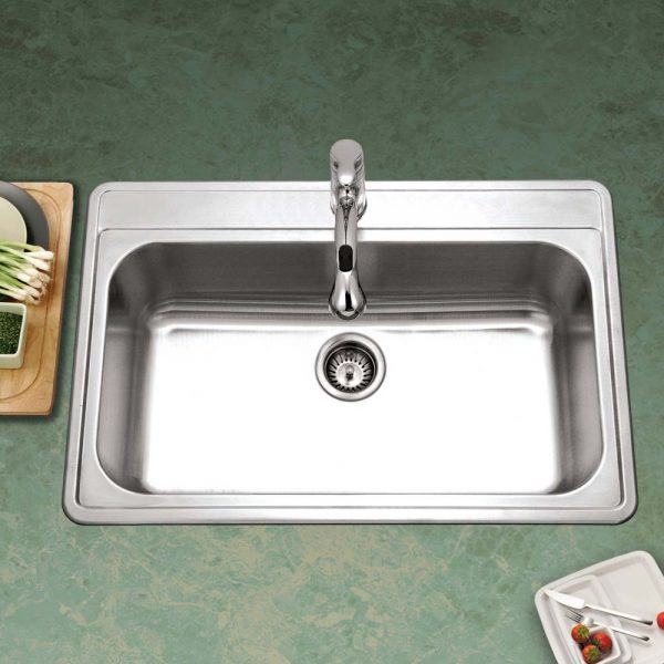 Houzer 33" Stainless Steel Topmount Large Single Bowl Kitchen Sink, PGS-3122-1-1 - The Sink Boutique