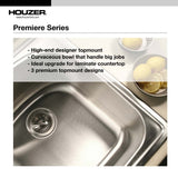 Houzer 33" Stainless Steel Topmount Large Single Bowl Kitchen Sink, PGS-3122-1-1 - The Sink Boutique