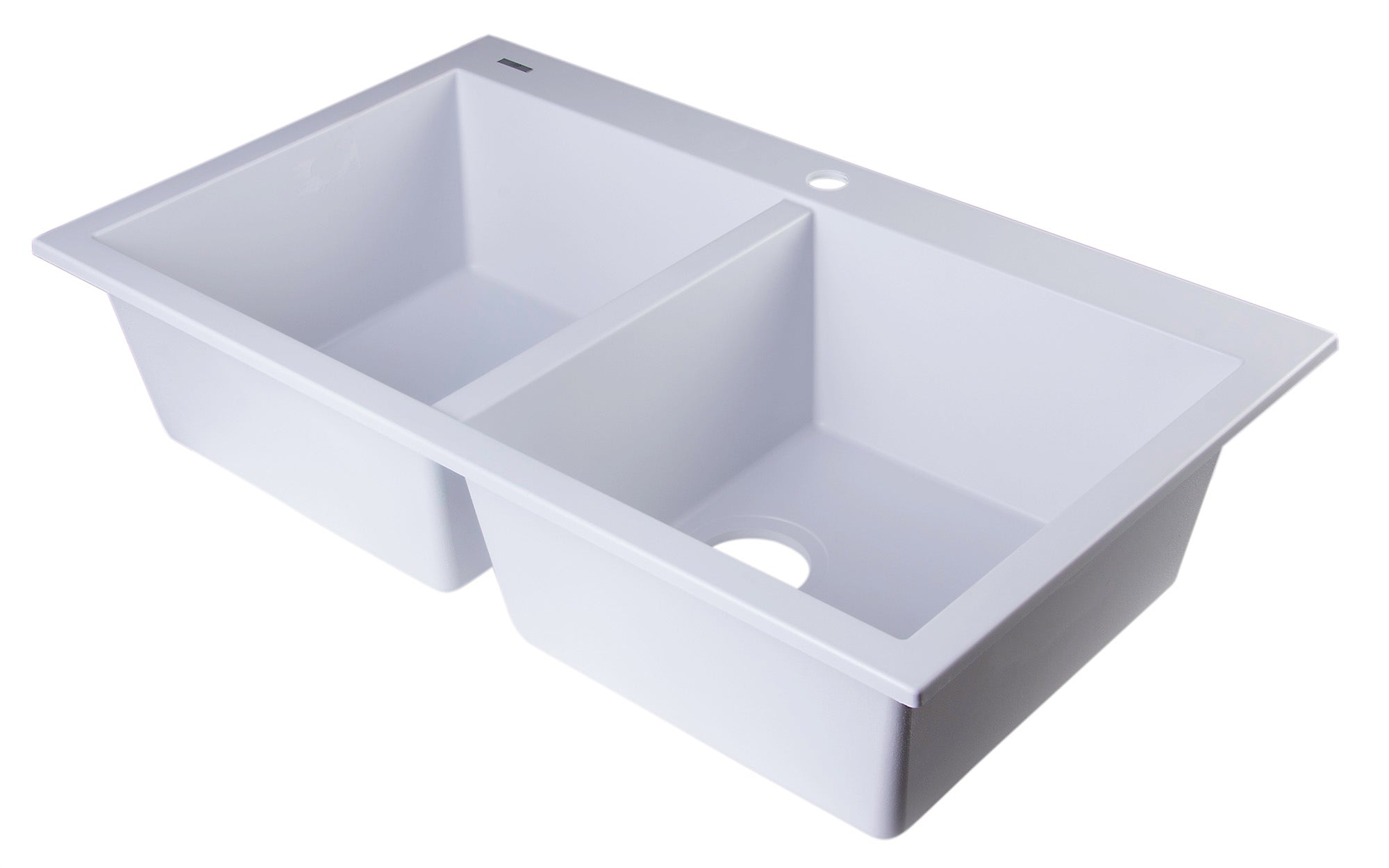 ALFI White 34" Drop-In Double Bowl Granite Composite Kitchen Sink, AB3420DI-W
