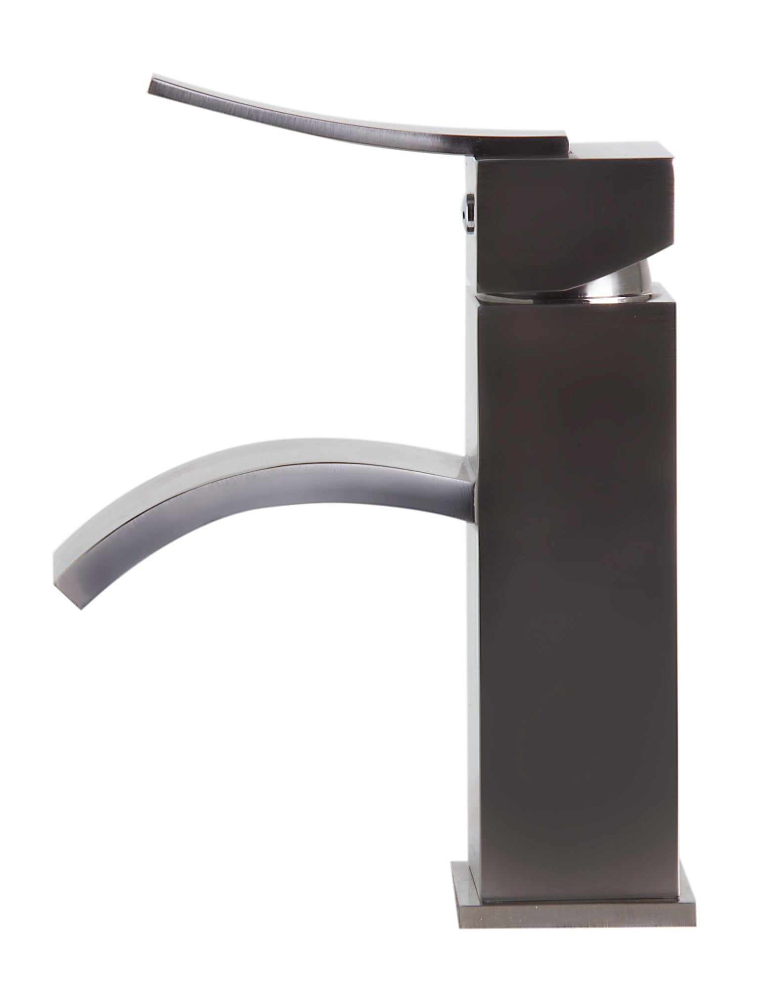 ALFI Brushed Nickel Square Body Curved Spout Single Lever Bathroom Faucet, AB1258-BN - The Sink Boutique