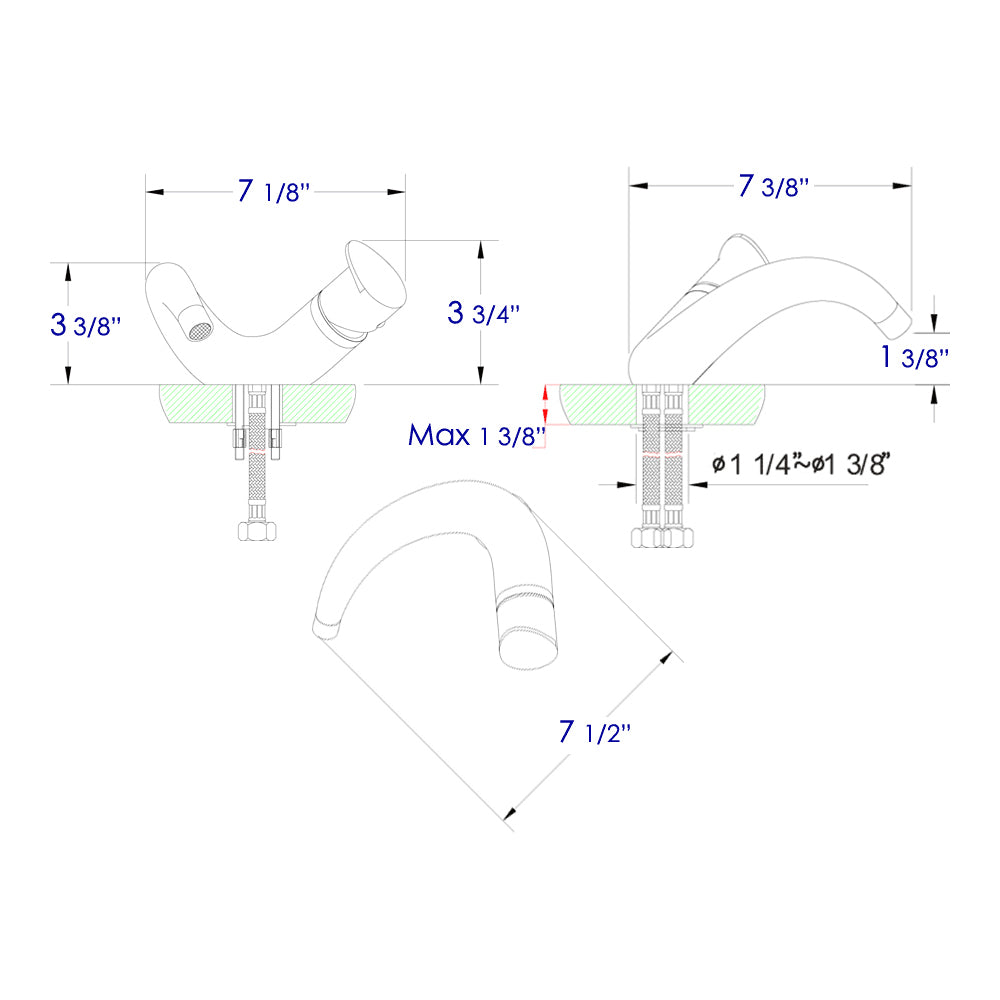 ALFI Wave Polished Chrome Single Lever Bathroom Faucet, AB1572-PC