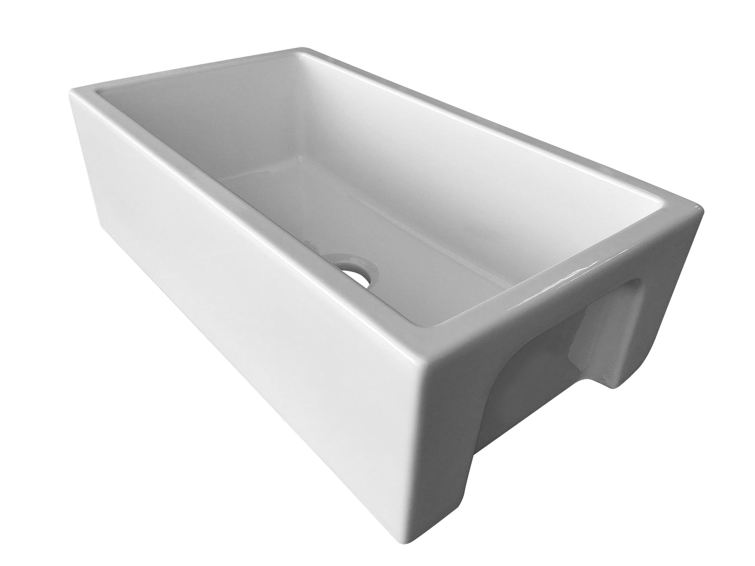 ALFI 33" Fireclay Farmhouse Kitchen Sink, Single Bowl, Reversible, White, AB3318HS-W