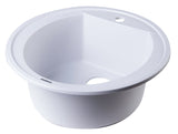 ALFI White 20" Drop-In Round Granite Composite Kitchen Prep Sink, AB2020DI-W