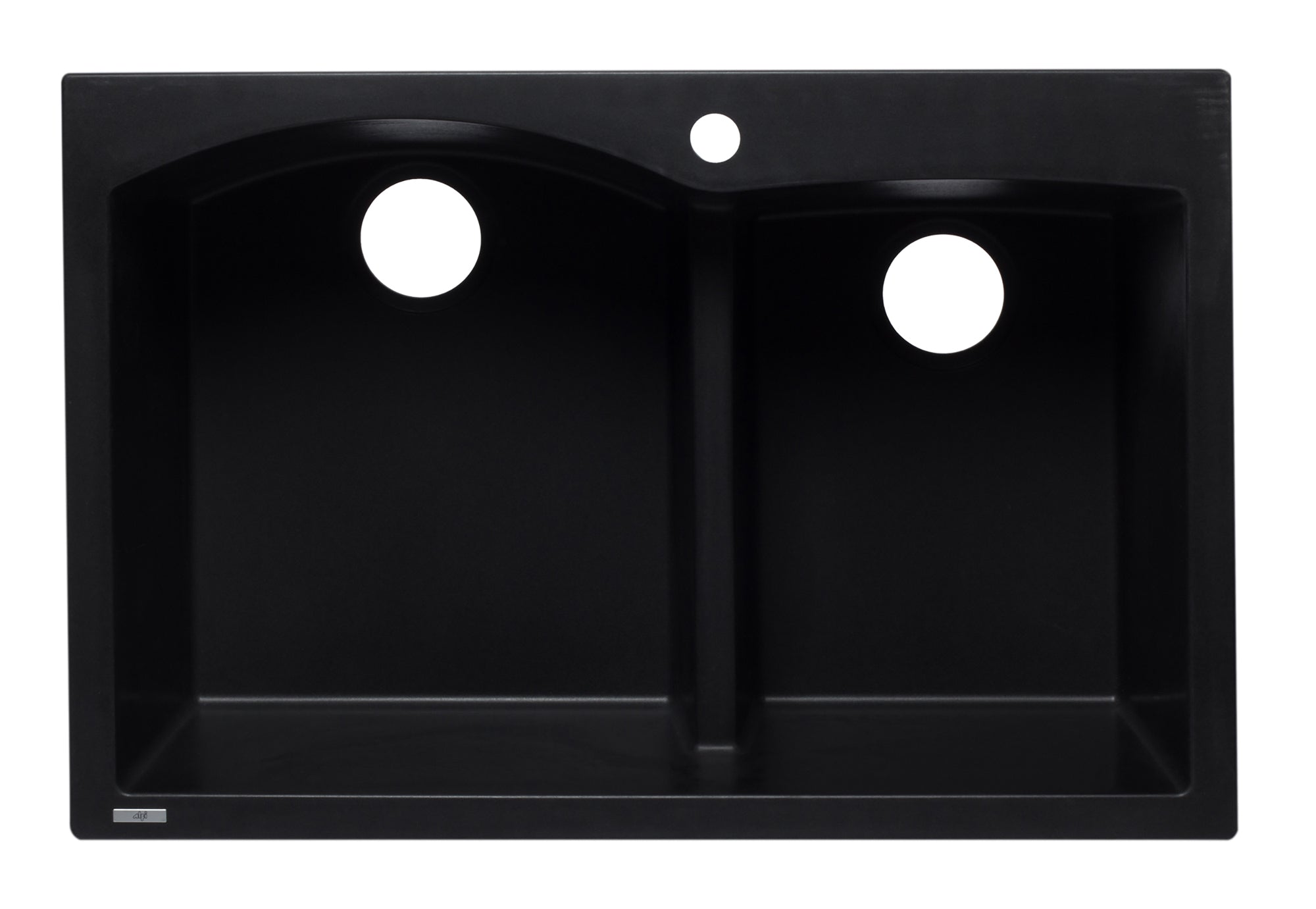 ALFI Black 33" Double Bowl Drop In Granite Composite Kitchen Sink, AB3320DI-BLA