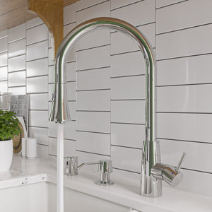 Alternate Image for ALFI Solid Polished Stainless Steel Pull Down Single Hole Kitchen Faucet, AB2034-PSS