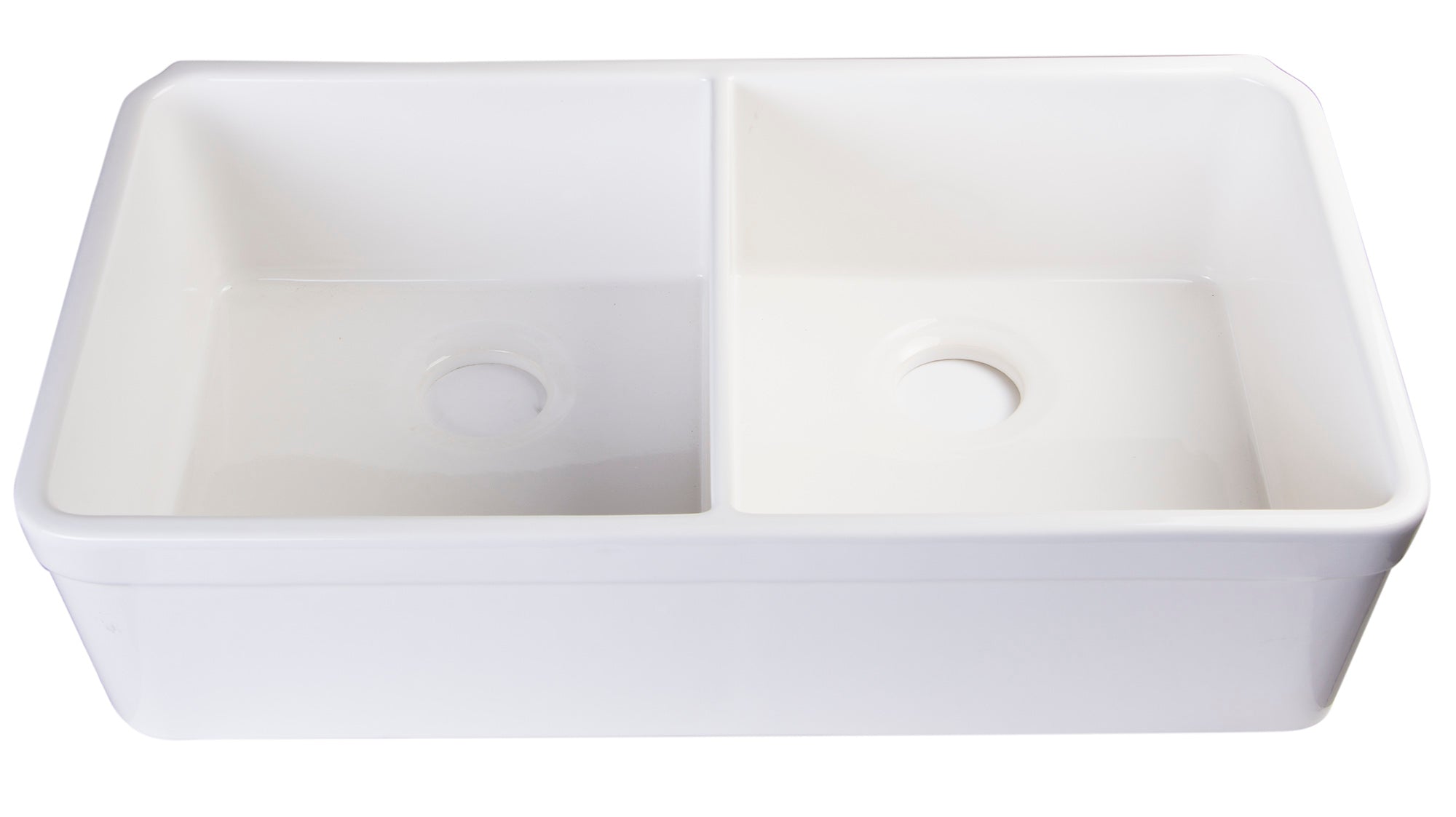 ALFI 32 inch White Double Bowl Fireclay Undermount Kitchen Sink, AB512UM-W - The Sink Boutique