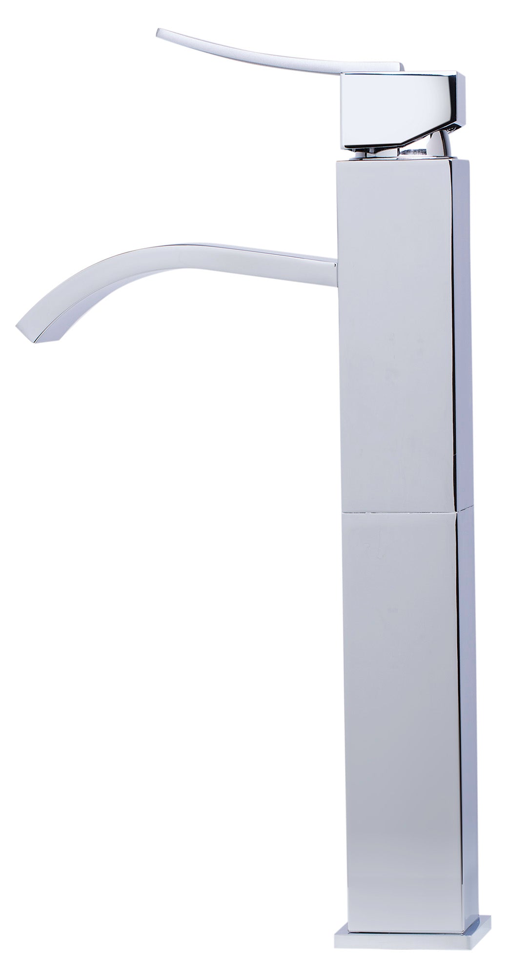 ALFI Tall Polished Chrome Tall Square Body Curved Spout Single Lever Bathroom Faucet, AB1158-PC - The Sink Boutique
