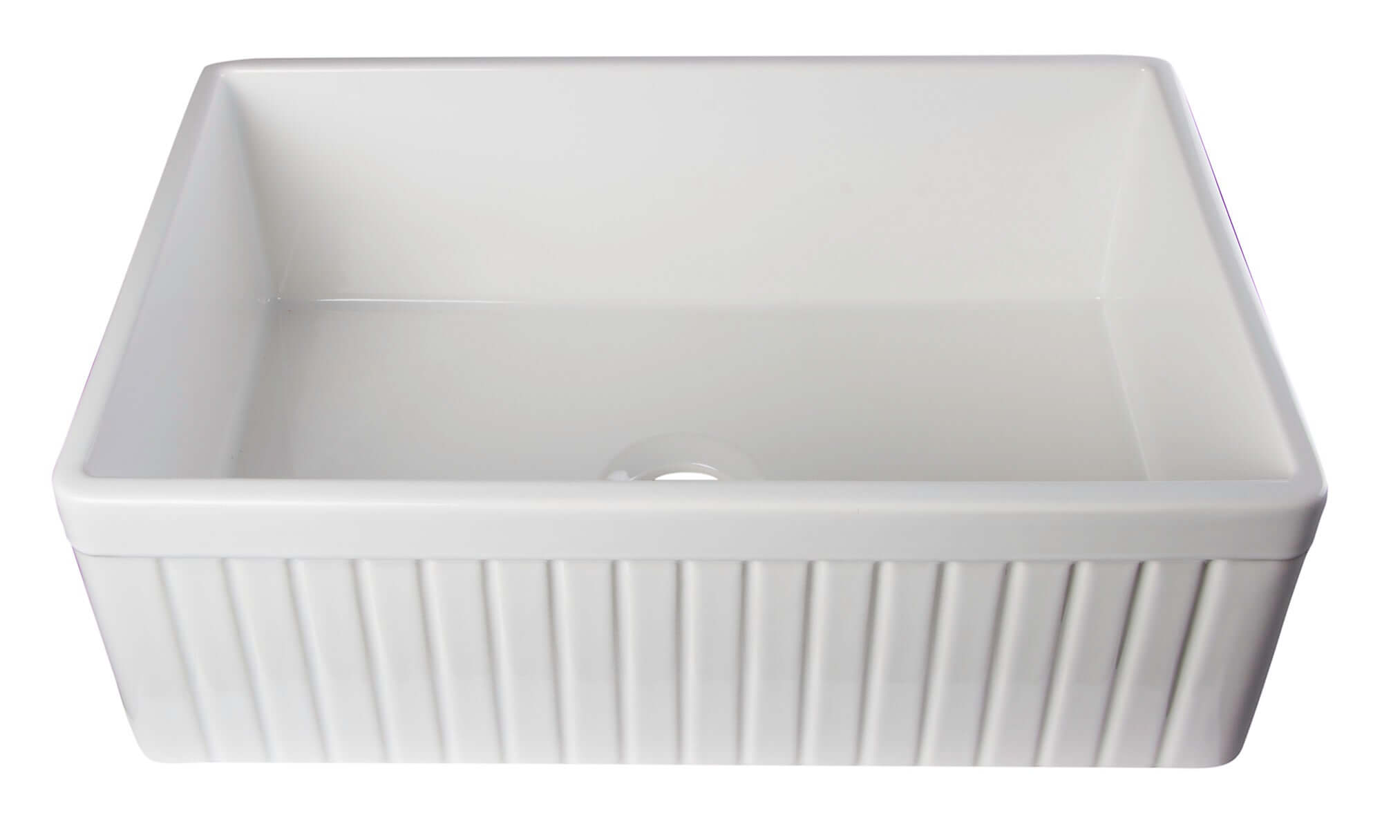 ALFI 30" Fluted Single Bowl Fireclay Farmhouse Apron Sink, White, AB509-W