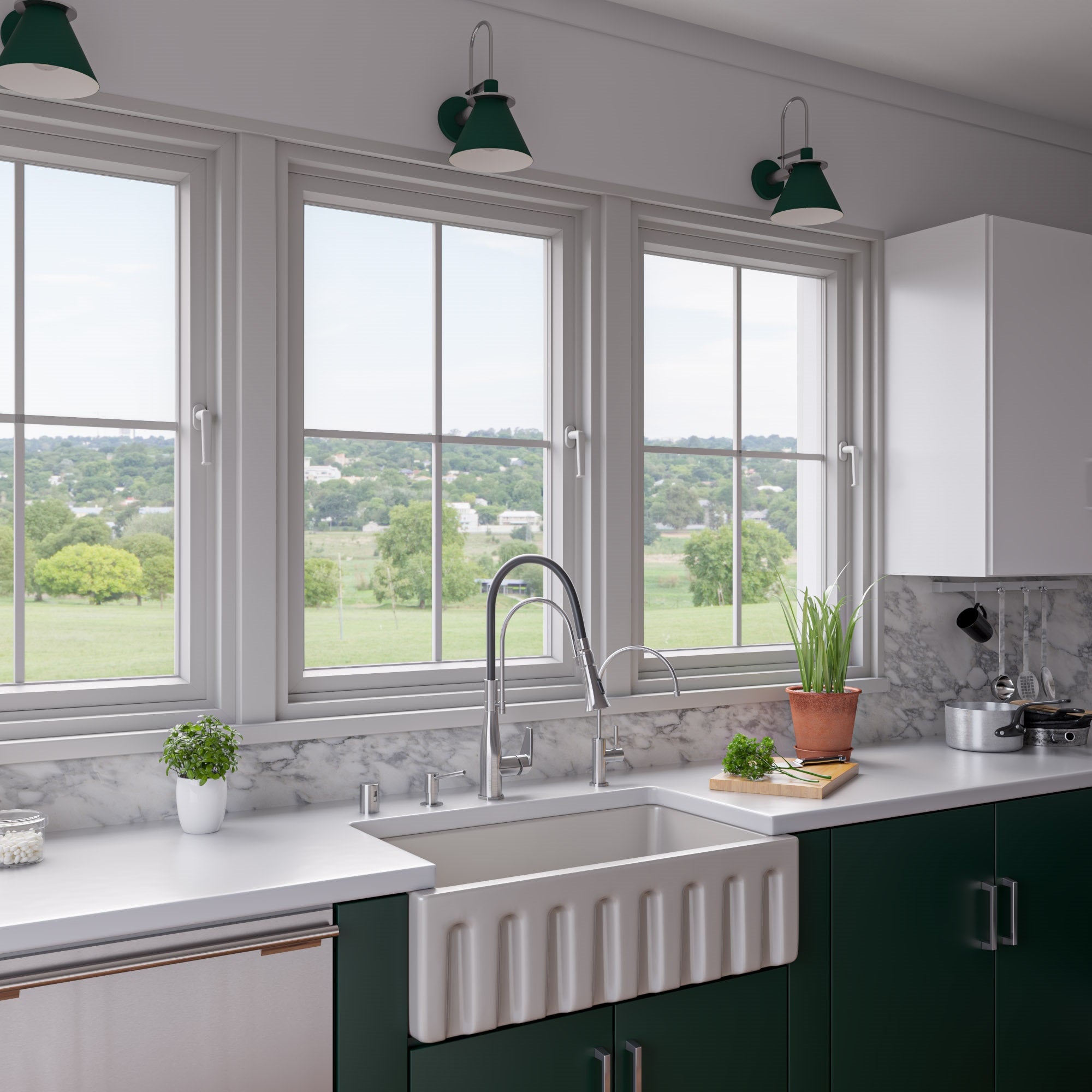 Alternate Image for ALFI 33" Fireclay Farmhouse Kitchen Sink, Single Bowl, Reversible, Biscuit, AB3318HS-B