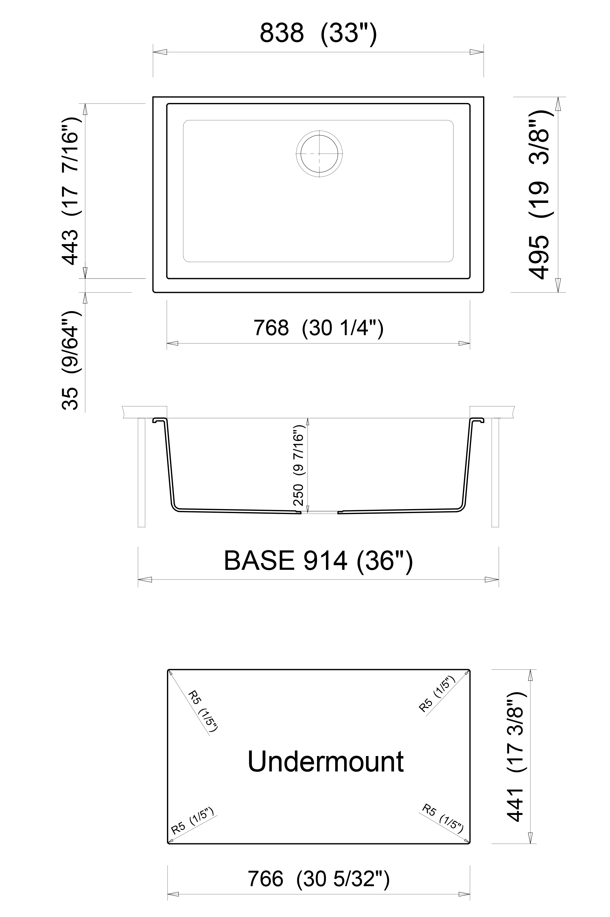 ALFI White 33" Single Bowl Undermount Granite Composite Kitchen Sink, AB3322UM-W