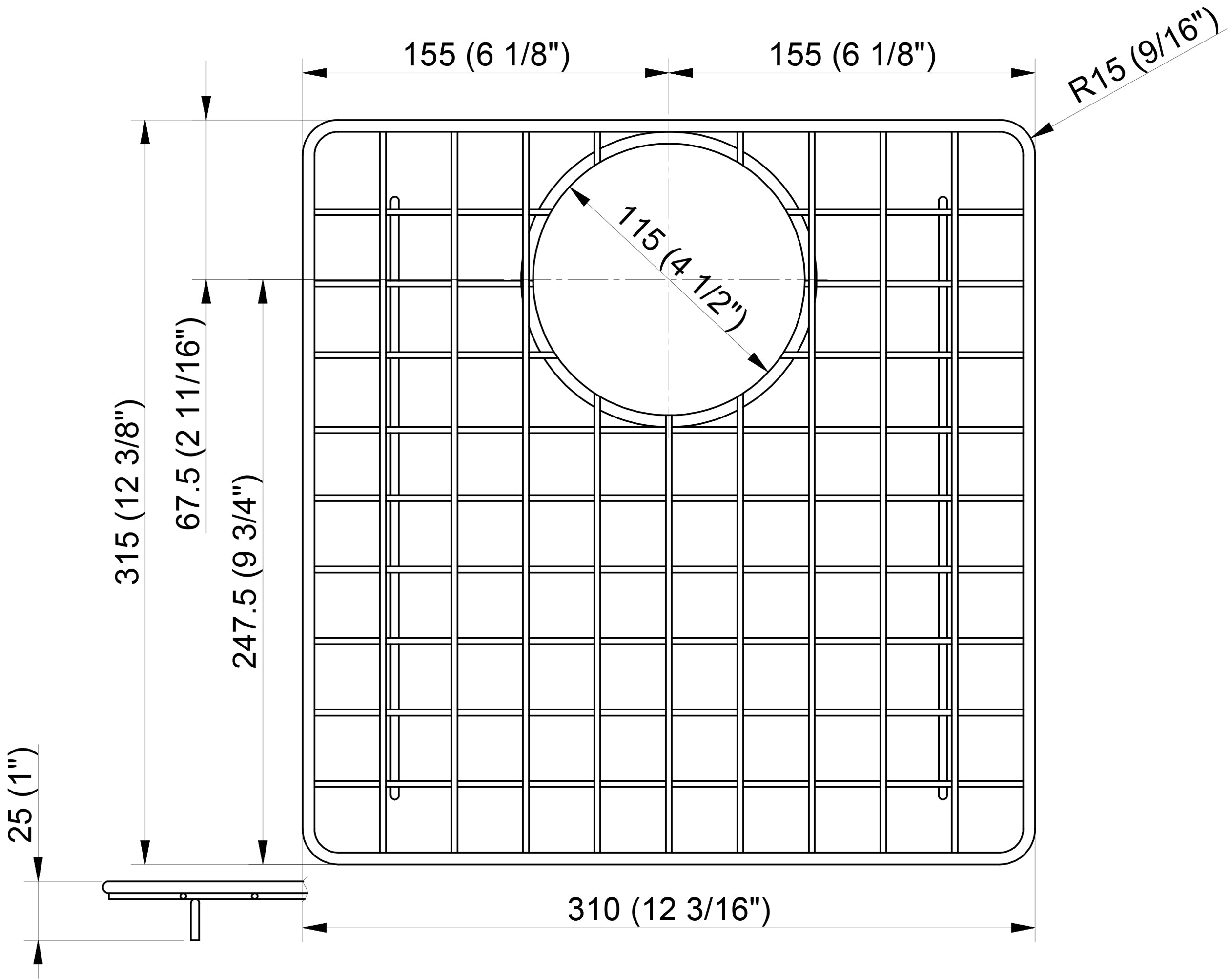 Alternate Image for ALFI brand ABGR3420 Stainless Steel Grid for AB3420DI and AB3420UM