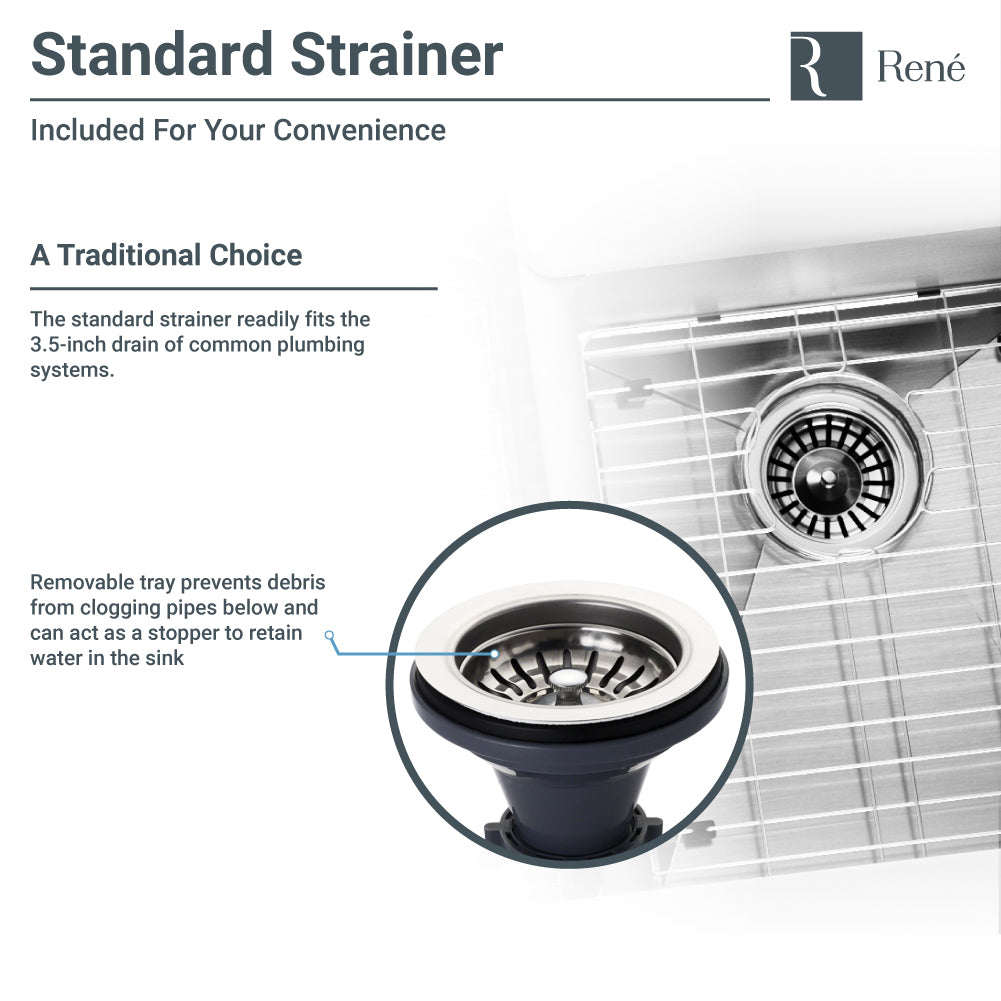 Rene 32" Stainless Steel Kitchen Sink, 55/45 Double Bowl, 16 Gauge, R1-1004L-16 - The Sink Boutique