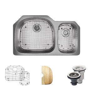 Alternate Image for Rene 35" Stainless Steel Kitchen Sink, 70/30 Double Bowl, 18 Gauge, R1-1007L-18