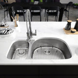 Rene 35" Stainless Steel Kitchen Sink, 30/70 Double Bowl, 18 Gauge, R1-1007R-18 - The Sink Boutique