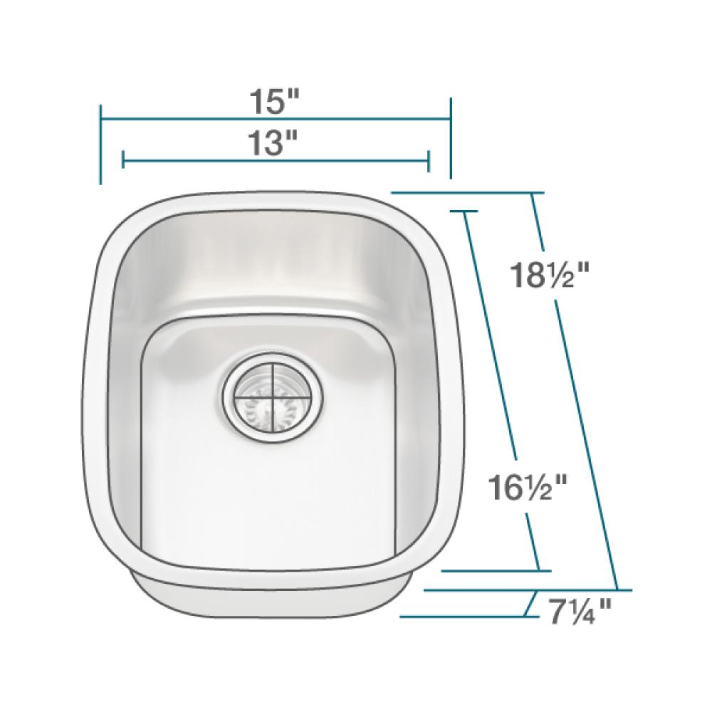 Rene 15" Stainless Steel Bar/Prep Sink, 18 Gauge, R1-1014-18 - The Sink Boutique