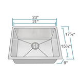 Rene 23" Stainless Steel Kitchen Sink, 16 Gauge, R1-1015-16 - The Sink Boutique