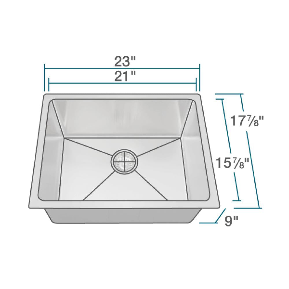Rene 23" Stainless Steel Kitchen Sink, 18 Gauge, R1-1015-18 - The Sink Boutique
