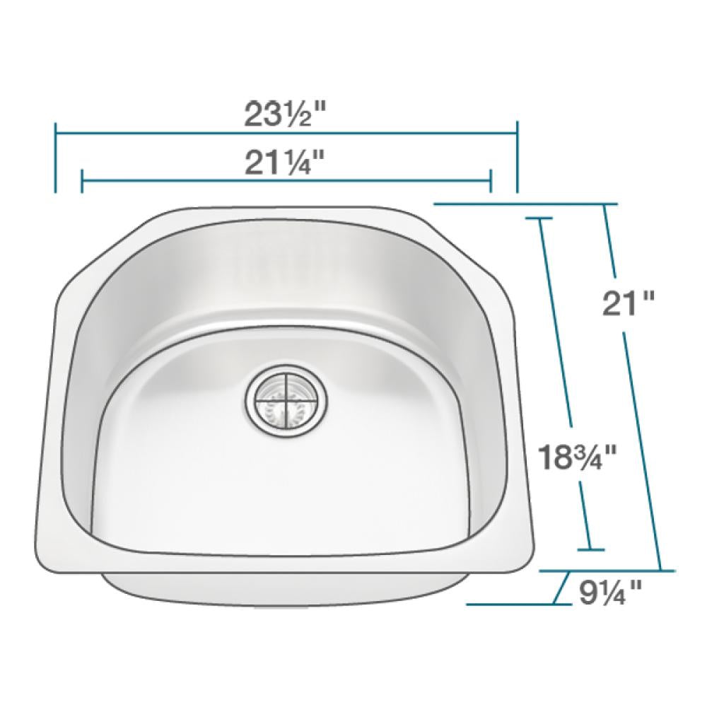 Rene 24" Stainless Steel Kitchen Sink, 16 Gauge, R1-1020-16 - The Sink Boutique