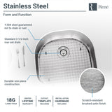 Rene 24" Stainless Steel Kitchen Sink, 18 Gauge, R1-1020-18 - The Sink Boutique