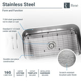 Rene 32" Stainless Steel Kitchen Sink, 16 Gauge, R1-1021-16 - The Sink Boutique