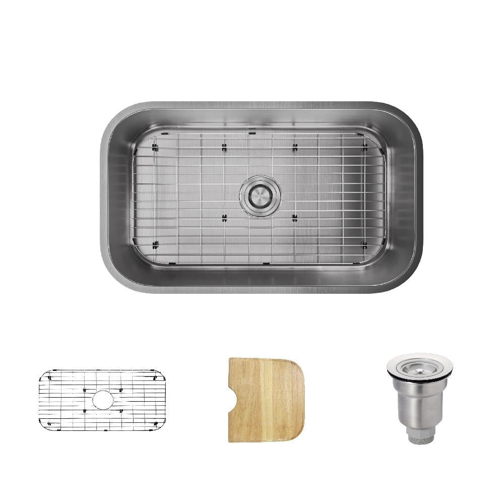 Rene 32" Stainless Steel Kitchen Sink, 18 Gauge, R1-1021-18