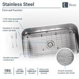Rene 32" Stainless Steel Kitchen Sink, 18 Gauge, R1-1021-18 - The Sink Boutique