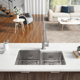 Rene 31" Stainless Steel Kitchen Sink, 55/45 Double Bowl, 14 Gauge, R1-1022L-14 - The Sink Boutique