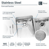 Rene 31" Stainless Steel Kitchen Sink, 55/45 Double Bowl, 16 Gauge, R1-1022L-16 - The Sink Boutique