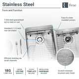 Rene 31" Stainless Steel Kitchen Sink, 55/45 Double Bowl, 18 Gauge, R1-1022L-18 - The Sink Boutique