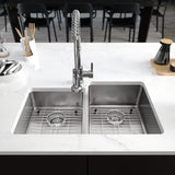 Rene 31" Stainless Steel Kitchen Sink, 45/55 Double Bowl, 14 Gauge, R1-1022R-14 - The Sink Boutique