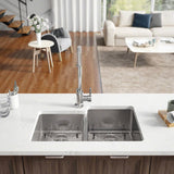Rene 31" Stainless Steel Kitchen Sink, 45/55 Double Bowl, 16 Gauge, R1-1022R-16 - The Sink Boutique
