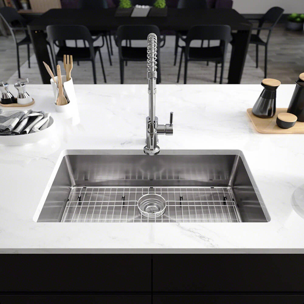 Rene 31" Stainless Steel Kitchen Sink, 14 Gauge, R1-1022S-14 - The Sink Boutique