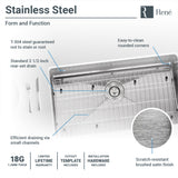 Rene 31" Stainless Steel Kitchen Sink, 18 Gauge, R1-1022S-18 - The Sink Boutique