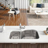Rene 32" Stainless Steel Kitchen Sink, 35/65 Double Bowl, 18 Gauge, R1-1023R-18 - The Sink Boutique