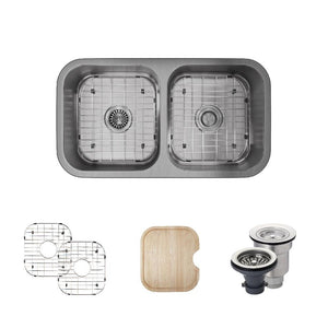 Alternate Image for Rene 32" Stainless Steel Kitchen Sink, 50/50 Double Bowl, 16 Gauge, R1-1024A-16