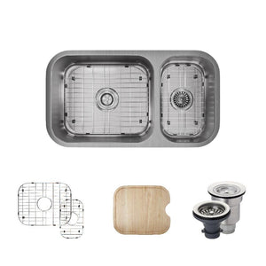 Alternate Image for Rene 32" Stainless Steel Kitchen Sink, 70/30 Double Bowl, 16 Gauge, R1-1024BL-16