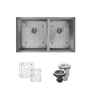 Alternate Image for Rene 32" Stainless Steel Kitchen Sink, 55/45 Double Bowl, 16 Gauge, R1-1026L-16