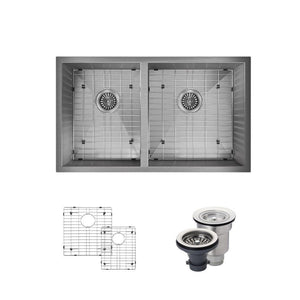 Alternate Image for Rene 32" Stainless Steel Kitchen Sink, 45/55 Double Bowl, 16 Gauge, R1-1026R-16