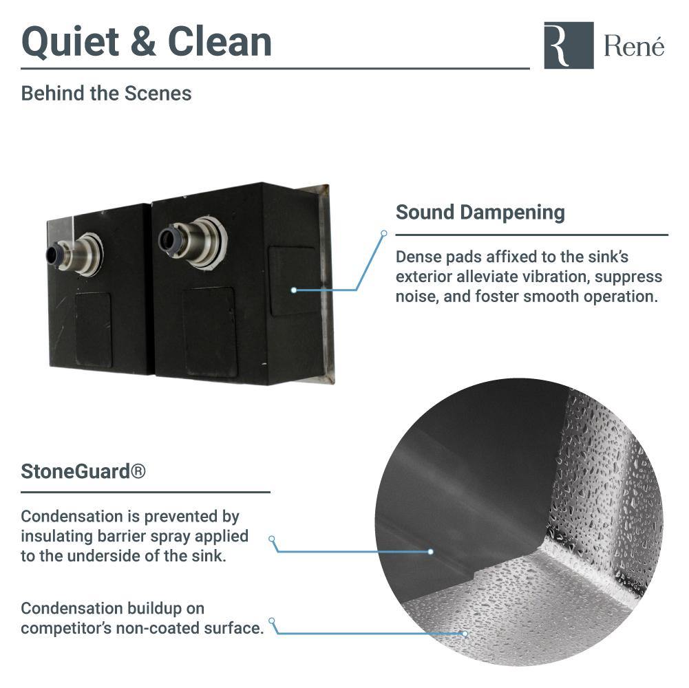Rene 32" Stainless Steel Kitchen Sink, 45/55 Double Bowl, 16 Gauge, R1-1026R-16 - The Sink Boutique
