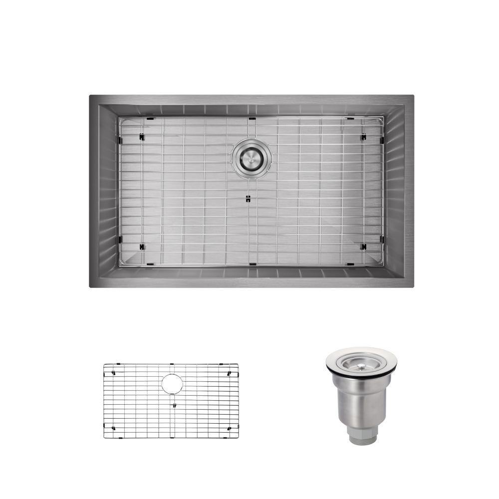 Rene 32" Stainless Steel Kitchen Sink, 16 Gauge, R1-1026S-16