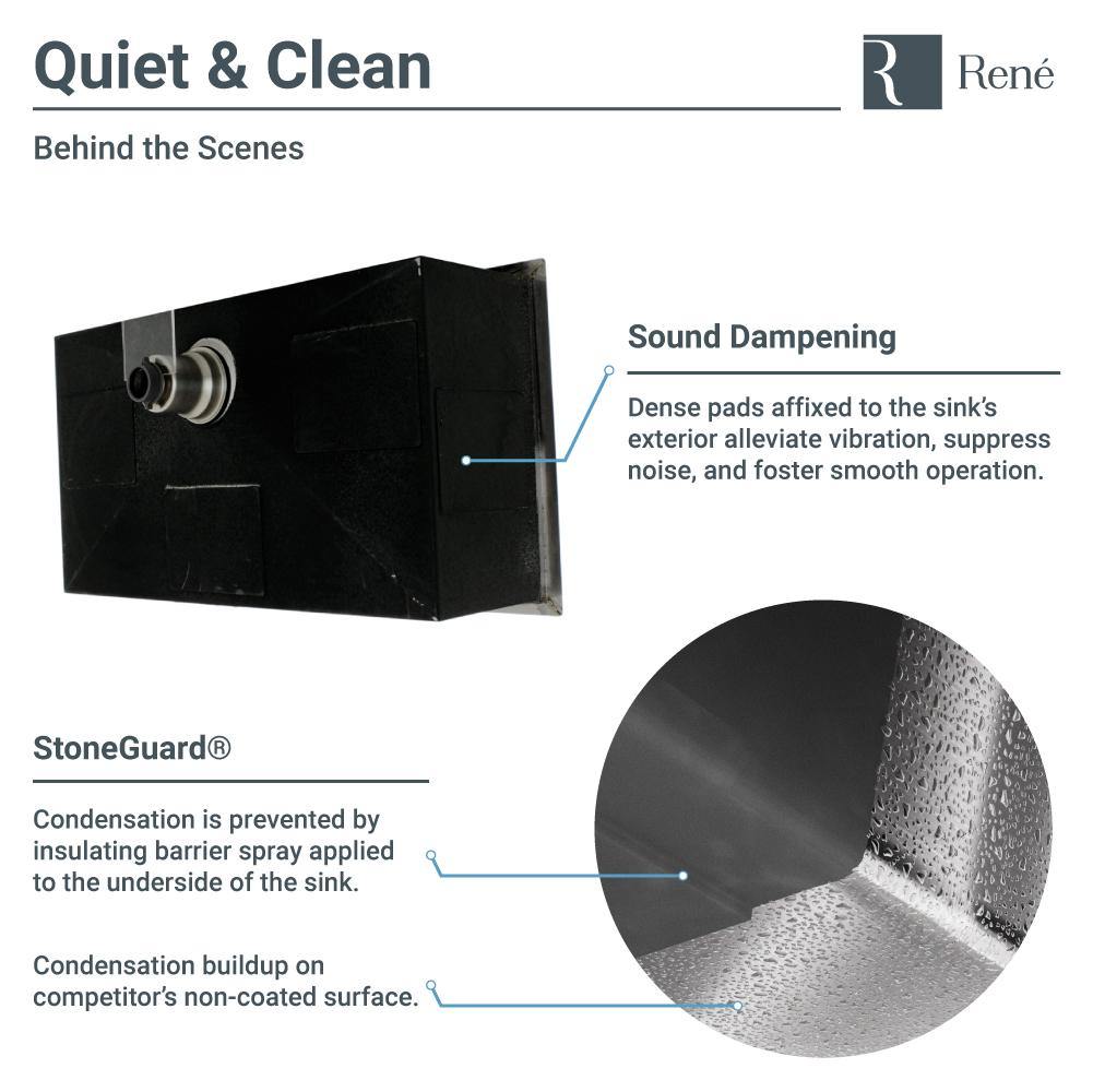 Rene 32" Stainless Steel Kitchen Sink, 16 Gauge, R1-1026S-16 - The Sink Boutique