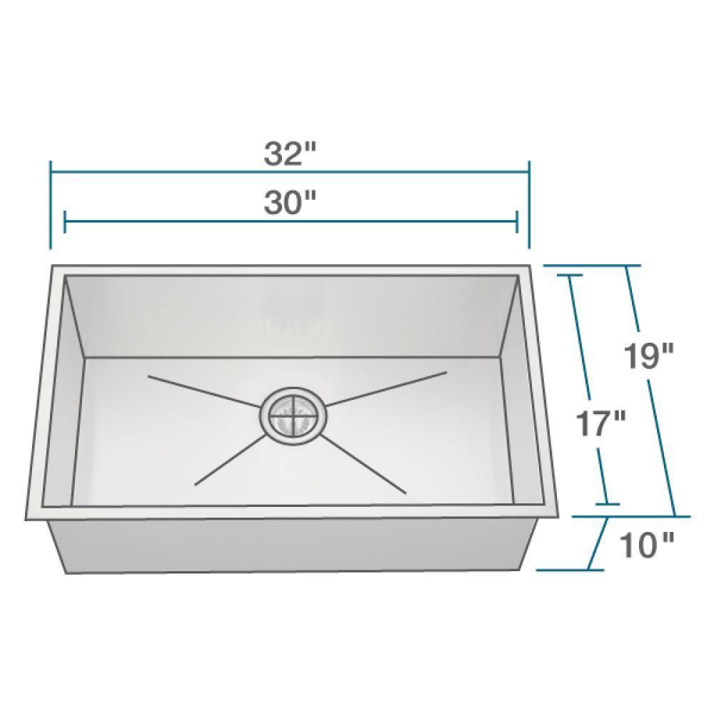 Rene 32" Stainless Steel Kitchen Sink, 16 Gauge, R1-1026S-16 - The Sink Boutique