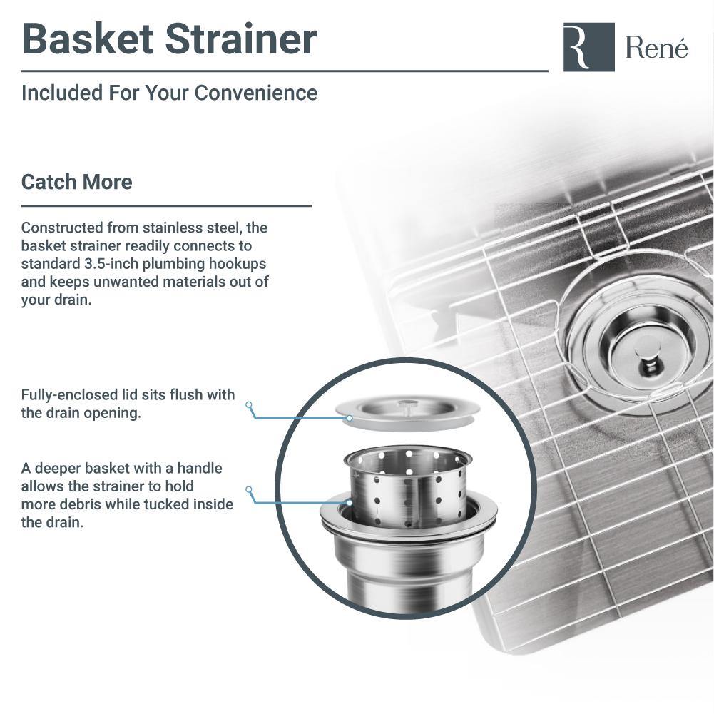 Rene 28" Stainless Steel Kitchen Sink, 14 Gauge, R1-1035S-14 - The Sink Boutique