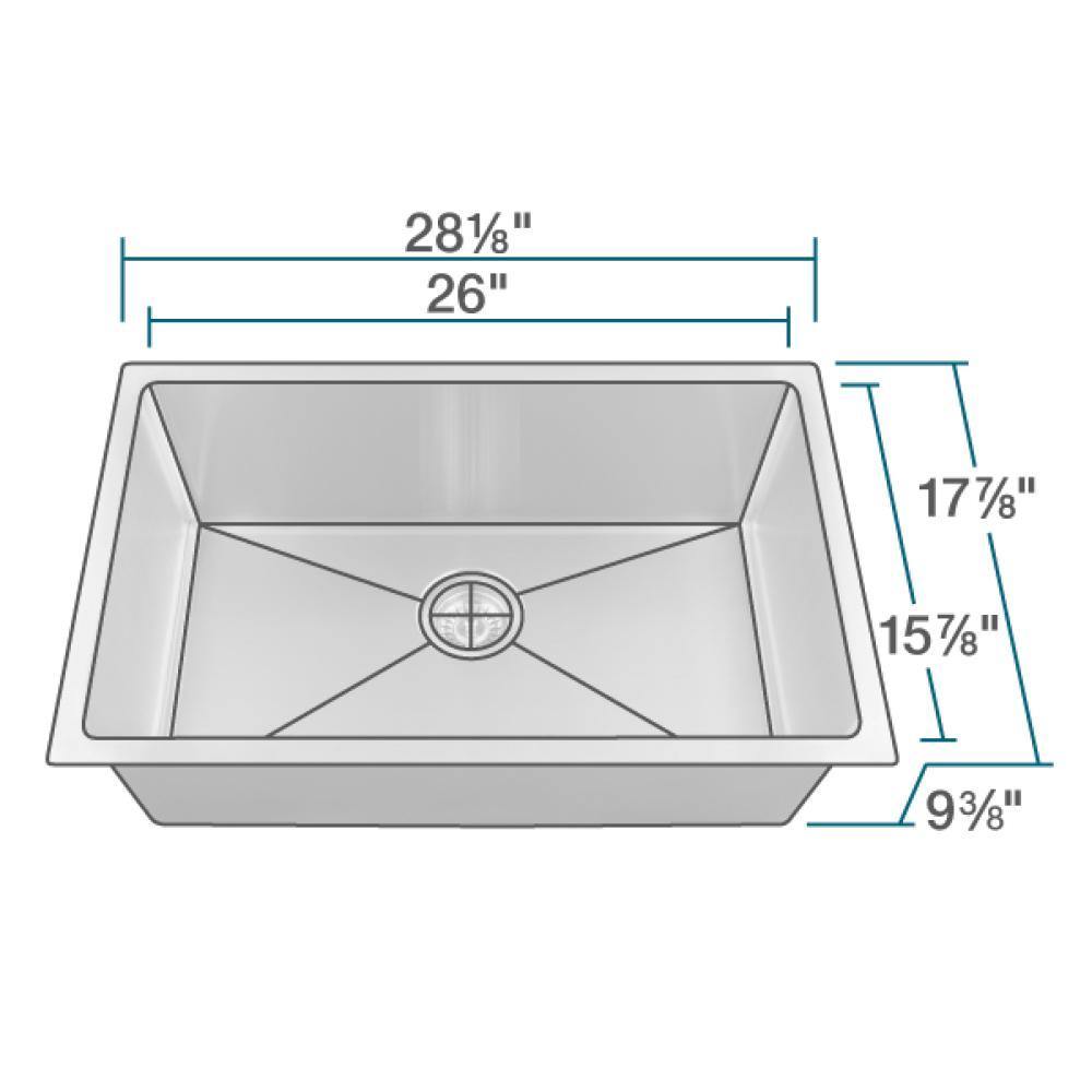 Rene 28" Stainless Steel Kitchen Sink, 14 Gauge, R1-1035S-14 - The Sink Boutique