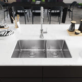 Rene 31" Stainless Steel Kitchen Sink, 60/40 Double Bowl, 16 Gauge, R1-1037L-16 - The Sink Boutique