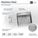Rene 17" Stainless Steel Kitchen Sink, 14 Gauge, R1-1038-14 - The Sink Boutique