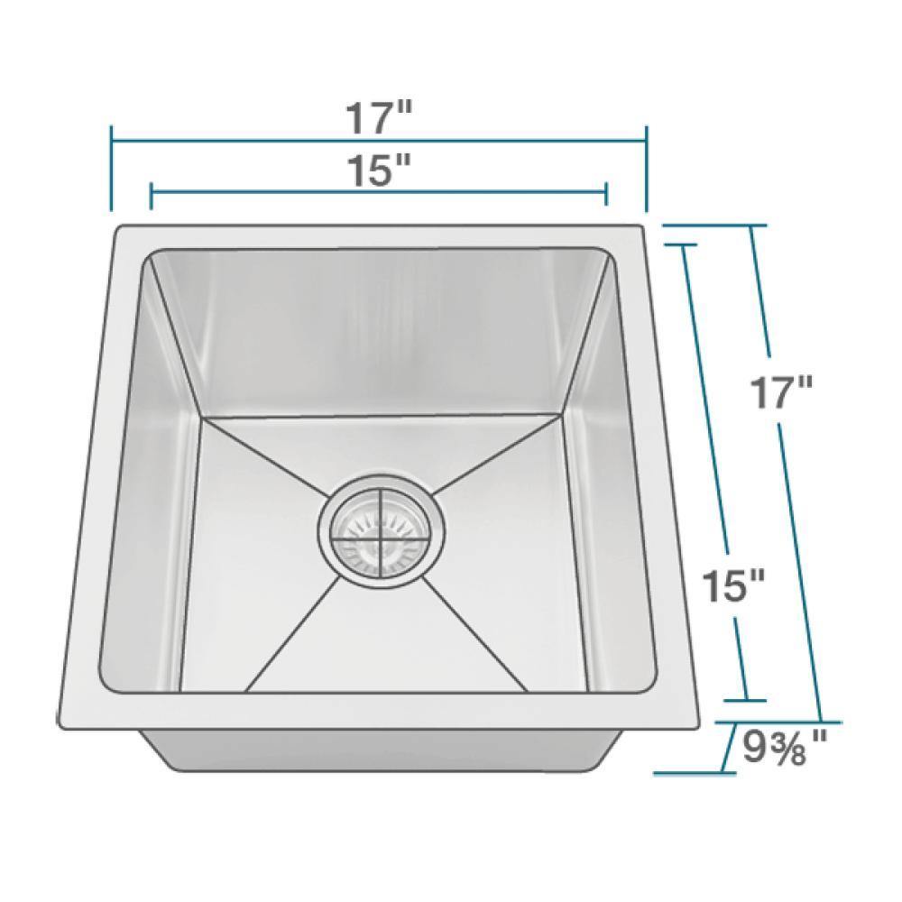 Rene 17" Stainless Steel Kitchen Sink, 16 Gauge, R1-1038-16 - The Sink Boutique