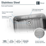 Rene 30" Stainless Steel Kitchen Sink, 18 Gauge, R1-1040-18 - The Sink Boutique