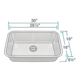 Rene 30" Stainless Steel Kitchen Sink, 18 Gauge, R1-1040-18 - The Sink Boutique